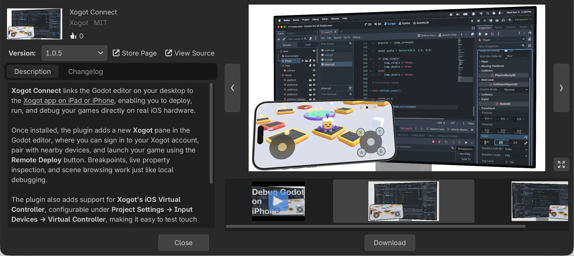 Xogot Connect in the Godot Asset Store.