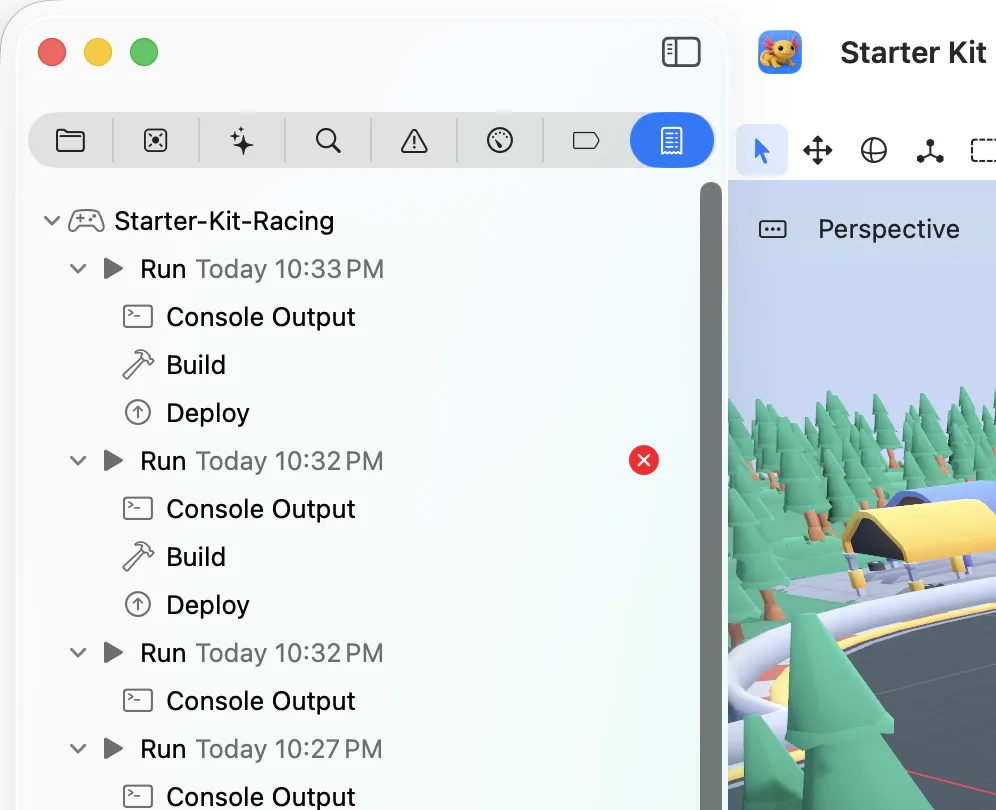 The report navigator in Xogot for Mac.